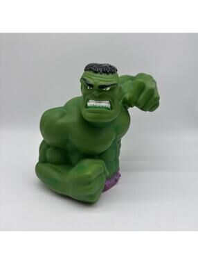 Angry Green Incredible Hulk Head Bust Bank 1999 Molded Coin Piggy Bank Marvel